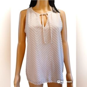Maurice's Creamy White Sleeveless Blouse 3D Zig Zag Detailing